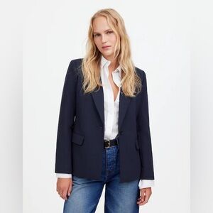 Madewell Navy Wool Blend Blazer Tailored Classic Workwear NWT